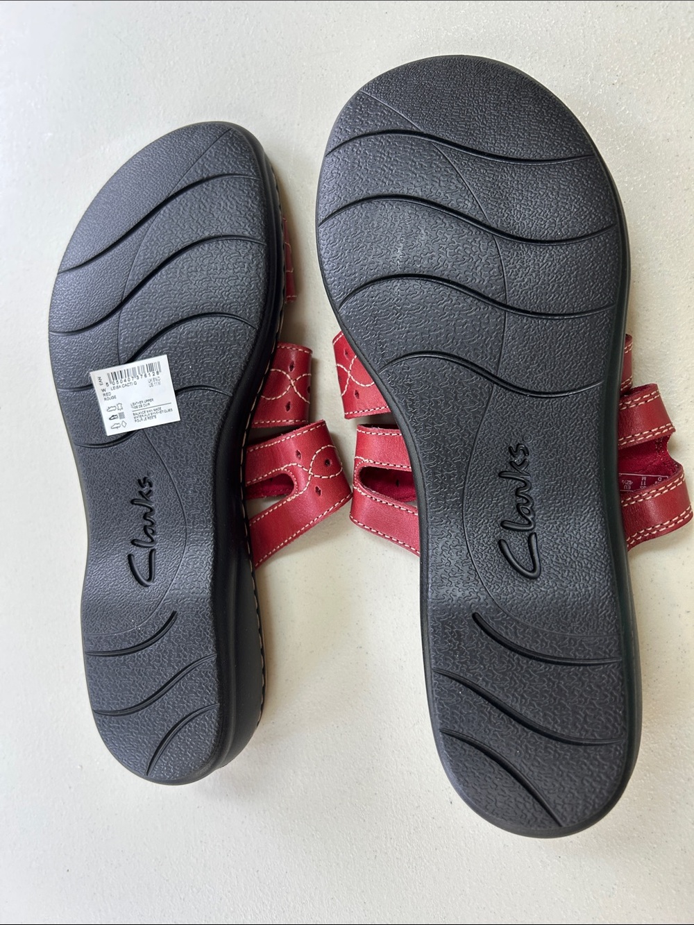 Collection B Red Triple-Strap Slide Sandals - Picture 3 of 3